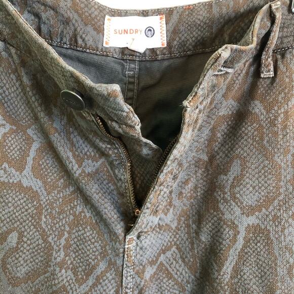 Sundry Python Joggers in Smoke Cotton Pants Ankle Zip Gray & Brown Size 27" - Picture 3 of 10